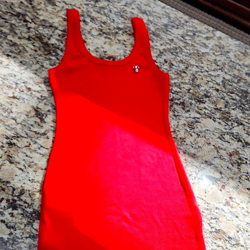 Red body fitted dress